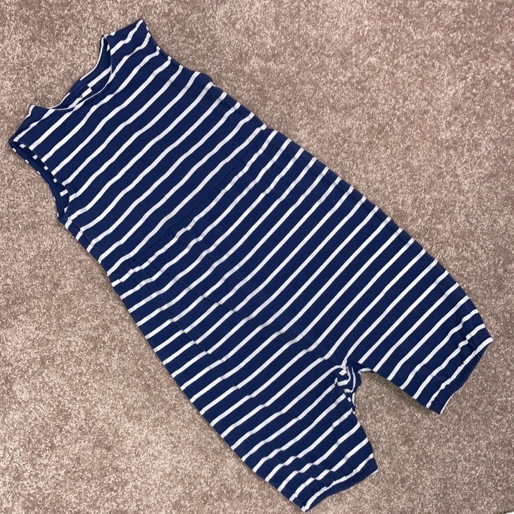 M&S mark and spencer navy striped one pc summer romper Uk size 2/3